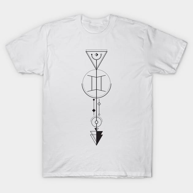 Gemini Arrow - Geometric Astrology T-Shirt by alcateiaart